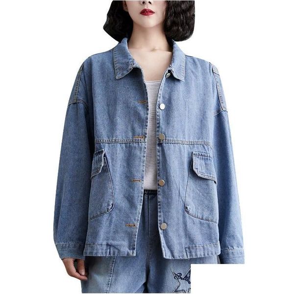 Abiti da donna Blazer Primavera Versione coreana Allentati Top in denim taglie forti che riducono l'età Er The Flesh And Look Thin Old Short Coat Drop Deli Otglx