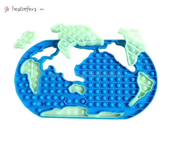 5 PZ/DHL Jumbo Grande Gigante 30 CM Bubble Toys Glow in the Dark Mappa del Mondo Poo-its Sensoriale Gomma Push Bolle Blocchi di Bordo Antistress BY309775609