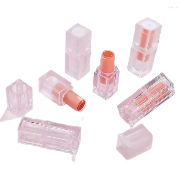 Garrafas de armazenamento 10pcs 30pcs 12.1mm tubo de batom vazio laranja claro geada quadrado labial blam material de embalagem cosmética caseira recarregável