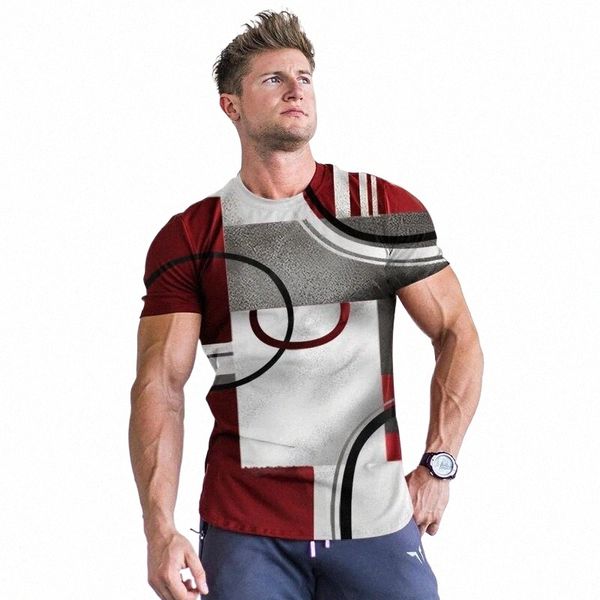 2024 Новая мужская футболка с коротким рукавом и квадратным цветным принтом, новые винтажные повседневные спортивные тонкие топы в стиле хип-хоп для подростков XL-XXXL Y2ZA #