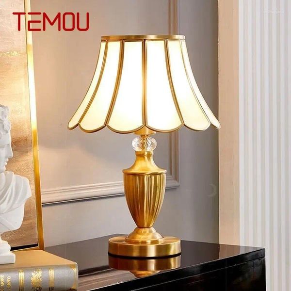 Настольные лампы TEMOU, современная латунная Золотая лампа, светодиодная креативная простая роскошная стеклянная настольная лампа, медная для домашнего кабинета, спальни