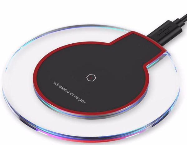 Crystal Charging Pad Qi Ricevitore del caricatore wireless per Samsung S7 Edge S6 iPhone 6 7 Smartphone universale con System Qi9285385