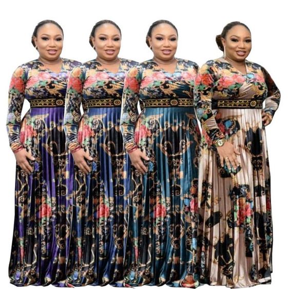 Afrikanische Abendessen Kleider Für Frauen 2021 Neue Diamanten Frühling Sommer Elegante Kleid Blumen Gedruckt Dashiki Lange Kleid Damen Kleidung8967288