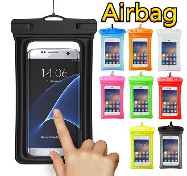 Universal float airbag à prova dwaterproof água saco de natação casos do telefone móvel capa seca bolsa mergulho deriva riving sacos para iphone samsung h4905593