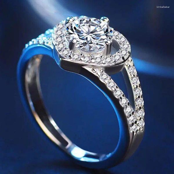 Fedi Nuziali Milangirl Colore Argento Cuore Cristallo Zircone Principessa Proporre Matrimonio Romantico Fidanzamento Nuziale Per Le Donne