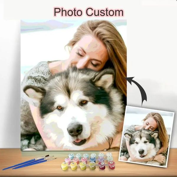 Número Gatyztory 24/36 Color Photo Personalizada Pintura Diy Custom por Números Presente Especial Para Amor Amigo Família Pets Paint