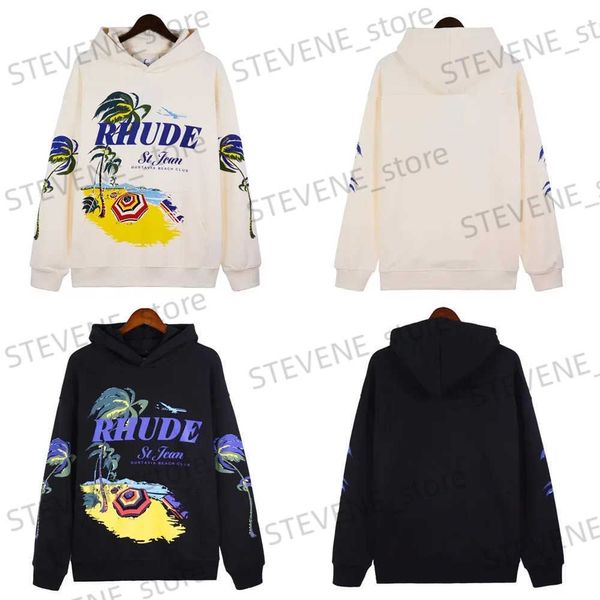 Felpe con cappuccio da uomo Felpe di alta qualità Beach Coconut Tr Lettera Stampa Felpa con cappuccio da uomo Coppia oversize Moda cotone casual HipHop Pullover con cappuccio T240326