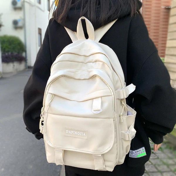 Borse da scuola Zaino da college bianco impermeabile femminile fresco Borsa da studente da viaggio per ragazza alla moda per laptop da donna