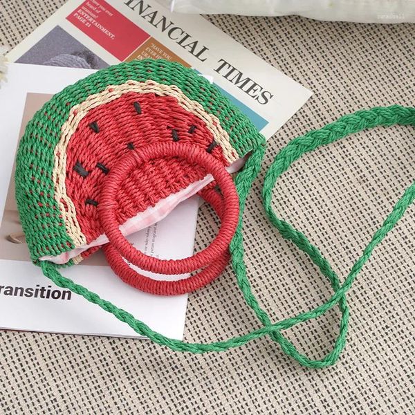 Taille Taschen Sommer Stroh Tasche Rattan Wassermelone Frauen Meer Urlaub Schulter Crossbody Strand Handgemachte Baumwolle Seil Gewebt