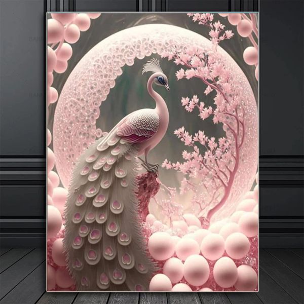 Стичка 5D Diamond Painting Pink Peacock Cross Stitch Animal Diamond Emshroidery Продажа мозаика с любимым столом картинки домашний декор искусство