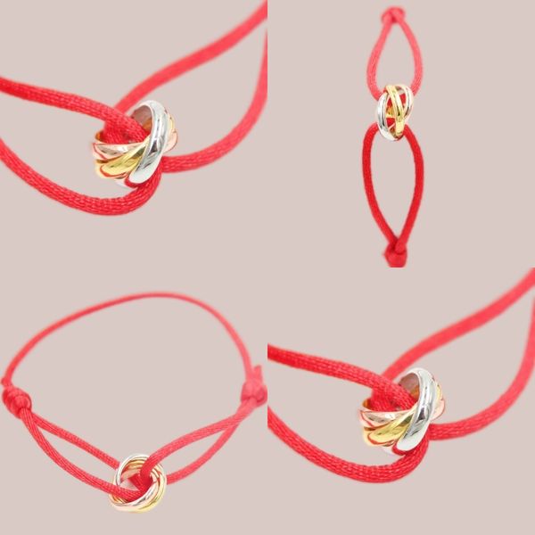 Bracciale di design alla moda per donna braccialetto di gioielli con catena rossa con lacci nastro 3 fibbia in metallo acciaio inossidabile misura regolabile 2024 zl192 H4