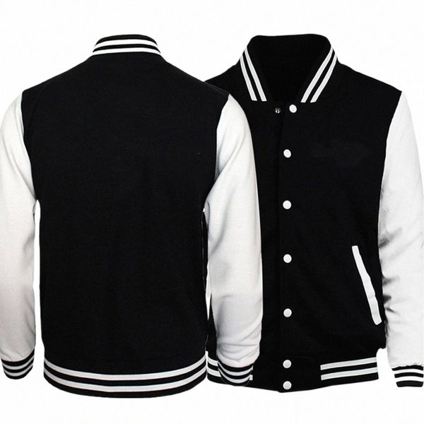 nero bianco tinta unita giacca allentata vestiti oversize casual da uomo vestiti da baseball Persality Street cappotto caldo giacche in pile D1r0 #