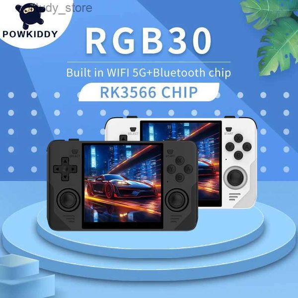 Jogadores de jogos portáteis POWKIDDY RGB30 retro pocket 720 * 720 Tela I de 4 polegadas com WIFI integrado RK3566 console de jogo portátil de código aberto como um presente infantil Q240326