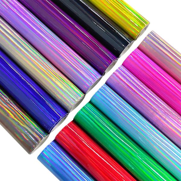 Stoff Candy Holographic Schillernde PU Synthetische Lederleder wasserdichte Spiegel Laser -Kunstleder für Bögen DIY Material30*135 cm