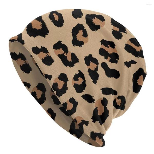 Berets Brown Leopard Skin Design Camuflagem Unisex Bonnet Fina Ciclismo Chapéus Dupla Camada Chapéu Respirável Caps