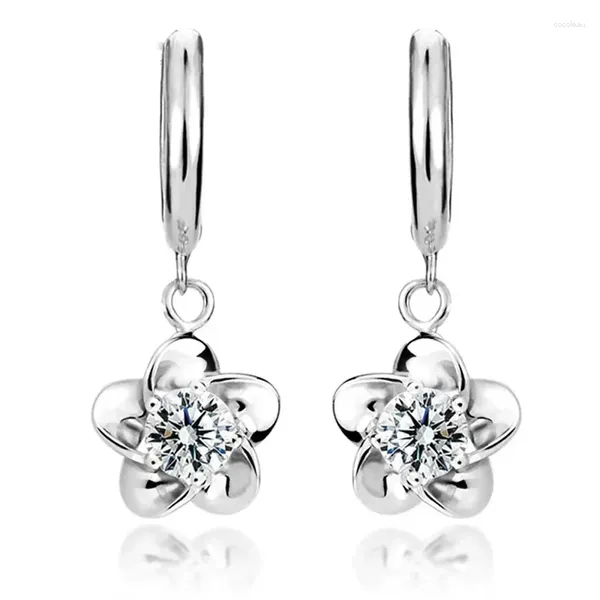 Ohrstecker Ne'wEar Schmuck Pflaumenblüte vergoldetes Silber Damen minimalistische Blumen Pfingstrose Blume und Anhänger