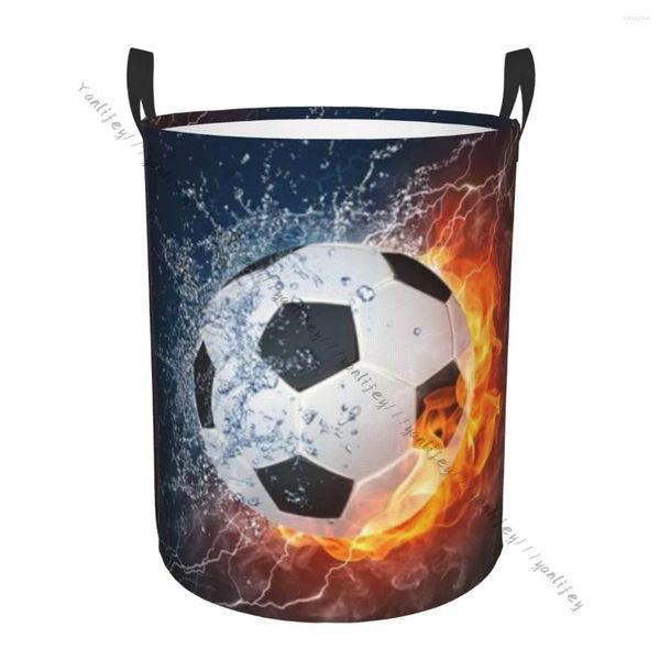 Sacchetti per la biancheria, cestino per il bagno, pallone da calcio sul fuoco e sull'acqua, pieghevole, cesto per vestiti sporchi, borsa per riporre la casa