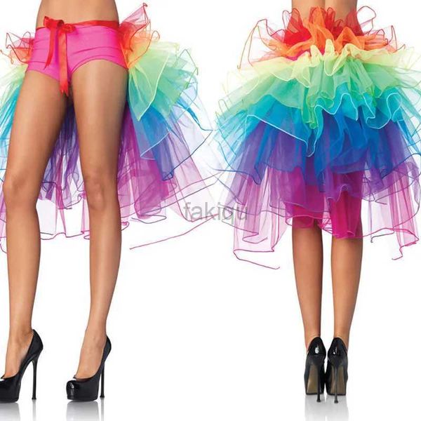 Sexy Rock Röcke Damen geschichtet Regenbogen Halbkörper Tanz durchsichtige Bilder Club Kostüm Karneval amerikanische Party Skifahren Tanz Fee 24326