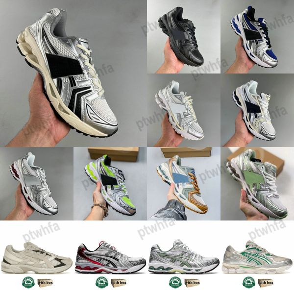 2024 Scarpe da corsa firmate Gel Kayano14 Pelle Crema Nero metallizzato Prugna Nero Verde Grigio ossidiana Crema Bianco Argento GEL-KAYANO 14 Scarpe da ginnastica sportive