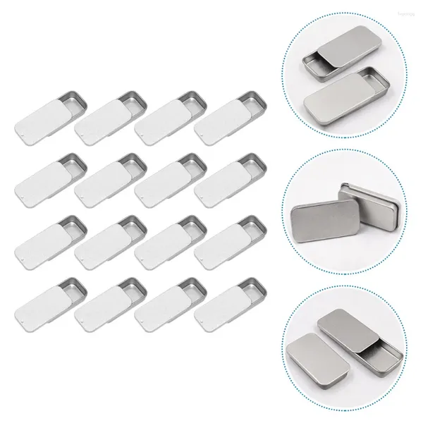 Garrafas de armazenamento 16 PCs Push-Pull Box Candy Tins multifuncional caixas dental Floss Dental Small Metal Tinplate Sweets Viagem Jar