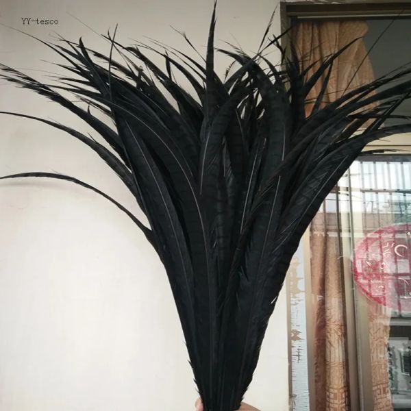 Präge 10pcs 3640inch/90100 cm Natürliche Lady Amherst Feather Feder schwarze Fasanenfedern für Karnevalspartykostüme Dekoration