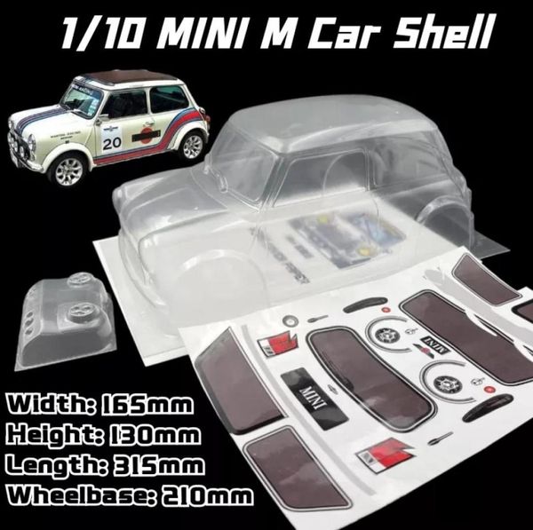 110 MINI Classic M Car Shell PVC RC carroceria 210mm distância entre eixos 165mm largura 315mm comprimento transparente limpo para MST TAMIYA CARTEN 3R 9039360