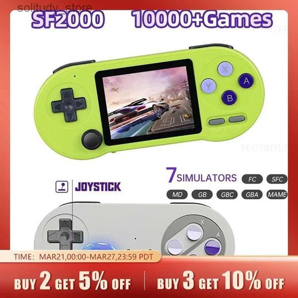 Taşınabilir Oyun Oyuncuları SF2000 Handheld 3 inç I Ekran SNES GBA Sega Çocuklar İçin Uygun Yerleşik 10000+Oyunlu Taşınabilir Mini Video Oyun Konsolu Q240326