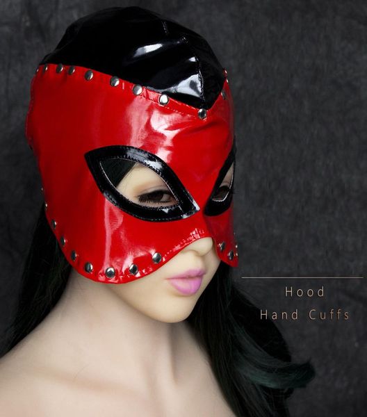 Capa de máscara GIMP cravejada de couro Bondage Fetish Queen Roleplay Costume Party TT15 R5012271941