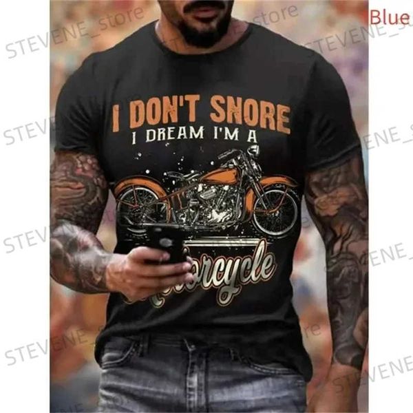 Homens camisetas 3D Impresso T-shirt da motocicleta Casual Strt Roupas Moda Tops Oversized Curto Slved T-shirt Verão Vintage T-shirt T240325