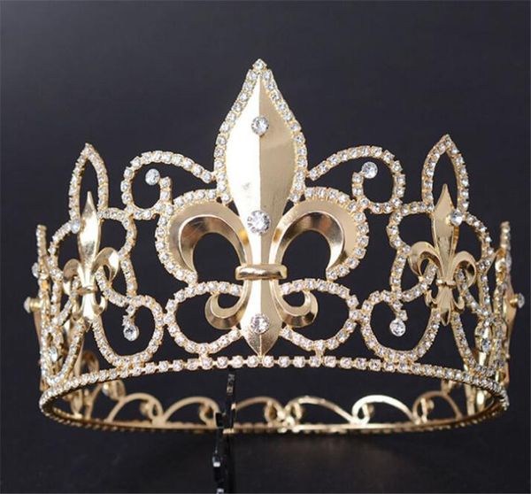 Vintage Hochzeit Königin Krone Tiara Braut Kristall Strass Kopfschmuck Stirnband Haarschmuck Schmuck Festzug Vollrunde Krone T3336024