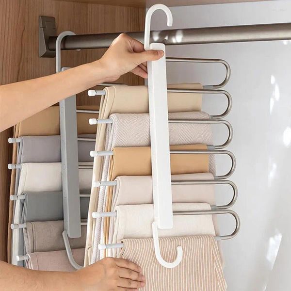 Cabides cabide de cachecol aço inoxidável rack de calça dobrável com capacidade de design anti-deslizamento para organização do armário de saias de jeans lenços