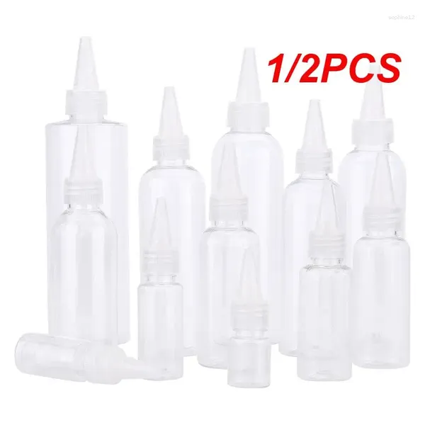 Bottiglie di stoccaggio 1/2PCS Bottiglia di plastica con contagocce da spremere 5-250ml Trasparente a bocca affilata comprimibile Sub-bottiglia Divisa riutilizzabile