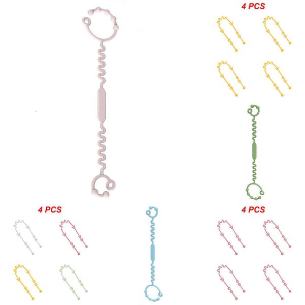 Novo 4 pçs ajustável silicone brinquedos tiras de segurança anti-perdido mordedor titular do bocal manequim clipe chupeta corrente itens do bebê