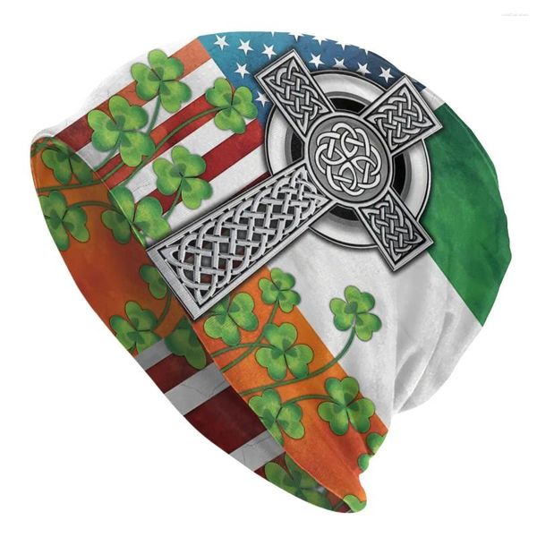 Berets Bandeira Irlandesa EUA Irlanda Fina Skullies Beanies Outdoor Caps para Homens Mulheres St. Patrick's Day Ski Bonnet Chapéus