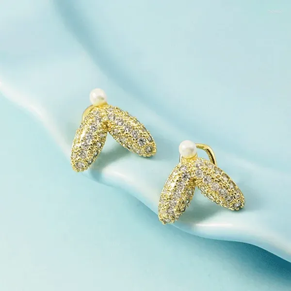 Hoop Ohrringe Glänzende Strass Fischschwanz Manschette Imitation Perle Ästhetische Fischschwanz Clip Ohrring Koreanische Earcilp Schmuck Zubehör