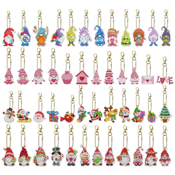 Stich 12pcs Weihnachten Gnom DIY Diamant Malerei Schlüsselbund doppelseitig Diamantschmuck Dekoration Spezielle Bohrer Anhänger Geschenk