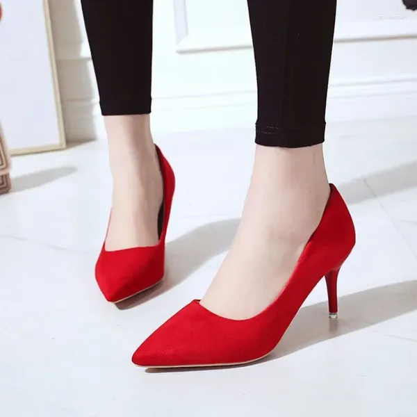 Scarpe eleganti 2024 Donne estive 8 cm Tacchi alti Décolleté con plateau Femminile Elegante Dolce Punta a punta Stiletto Ufficio Rosso