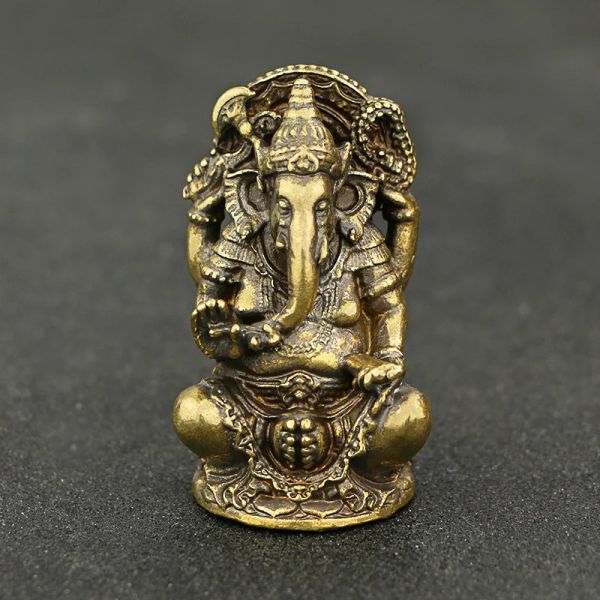 Esculturas mini vintage bronze ganesha estátua bolso índia tailândia elefante deus figura escultura mesa de escritório em casa ornamento decorativo presente