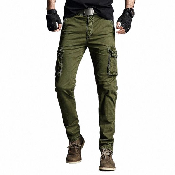 Pantaloni casual da uomo liberi di Cott Pantaloni New Fi da uomo Pantaloni cargo multitasche Pantaloni militari dritti da uomo Plus Size 27 U5aM #