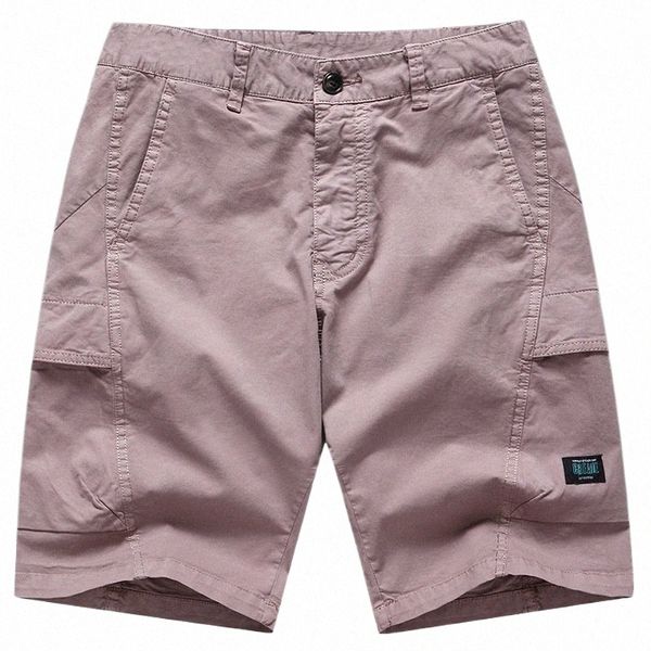 Verão New Casual Shorts Men's Cott Middle Pants American Suit Loose Straight Barrel Multi Pocket Split Pants Fi Marca E1J2 #