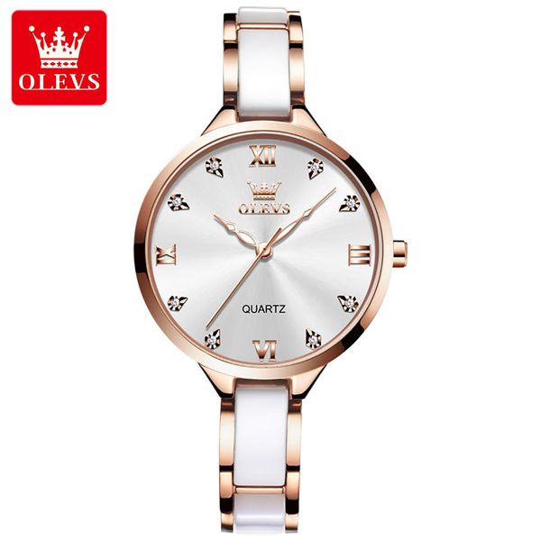 OLEVS 5872 Mode Damen Kleid Geschenk Damen Luxus-Designer-Uhren Armbanduhr Japan Movt Power Reserve Quarzuhr für Damen Stahlgürteluhr