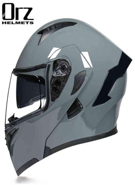 Capacetes de motocicleta Modular Flip Up Double Visors Capacete Full Face Casque Moto Racing Motocross DOT Motocicleta W220316217O1435833
