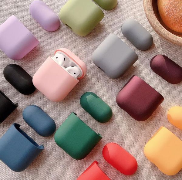 Original simples cor doce para airpods capa matte sensação fone de ouvido capa para apple bluetooth caso para airpods 1 2 c2153987