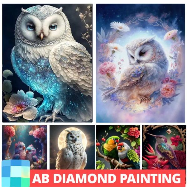 Stitch Diamond Mosaic Flow Flower Owl Parrot Rhinestones Art Animal Ab Drill Painting Diamuta Cartoneta Croce Decorazione per casa