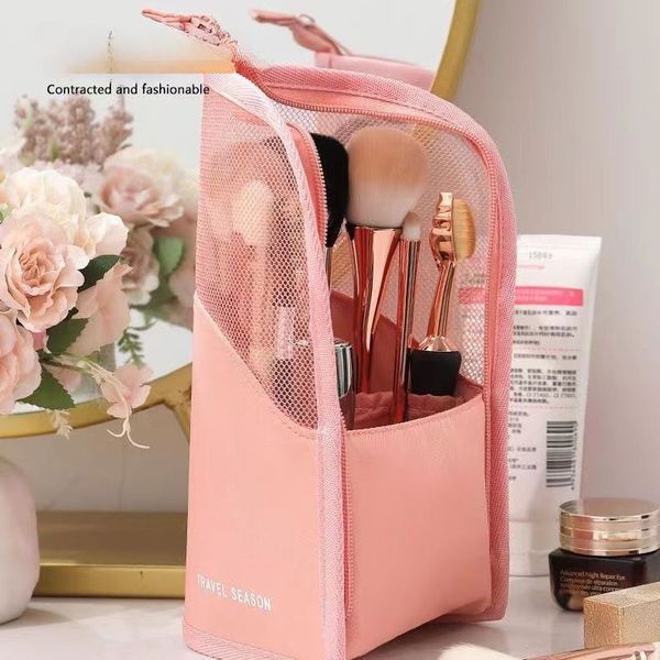 2024 neue Make-Up Pinsel Mesh Rot gesichts maske Lippenstift Augenbraue Stift Lagerung Box Tragbare Lagerung Tasche Make-Up Lagerung Tasche Staub beweis