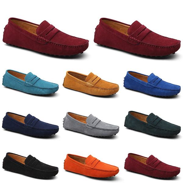 Homens Sapatos Casuais Alpercatas Triplo Preto Branco Marrom Vinho Vermelho Marinho Cáqui Mens Camurça Tênis De Couro Deslizamento Em Sapato De Barco Ao Ar Livre Condução Plana Jogging Caminhada 38-52 A042