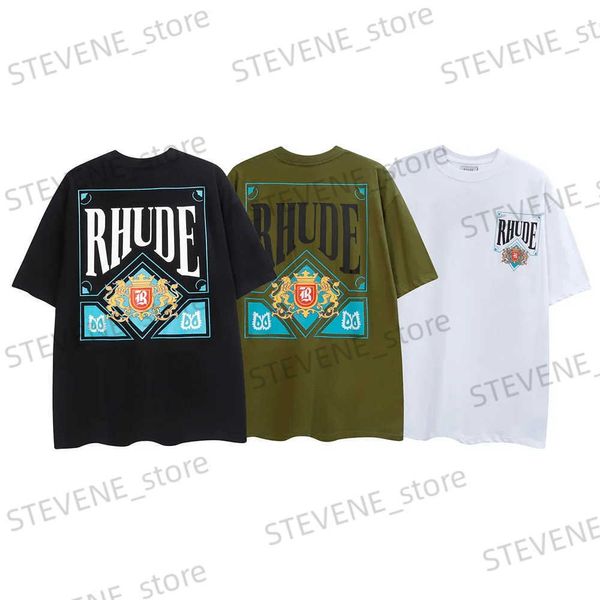 Homens camisetas Strtwear Moda Letras Cartão Impressão Camisetas Homens Mulheres Casal Estilo Algodão Solto Casual HipHop Ts Melhor Qualidade T240325