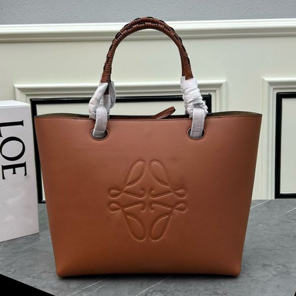 Anagram Tote em couro de bezerro clássico Bolsa de luxo Top designer sacola Moda feminina bolsa de ombro com alça superior bolsas de couro de bezerro com fechamento por cadarço Ombro ou alça superior para carregar