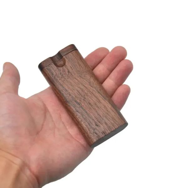 Custodia per cani in legno Piroga in legno naturale fatta a mano con ceramica One Hitter Gancio per pulizia in metallo Tubi per fumo portatili LL