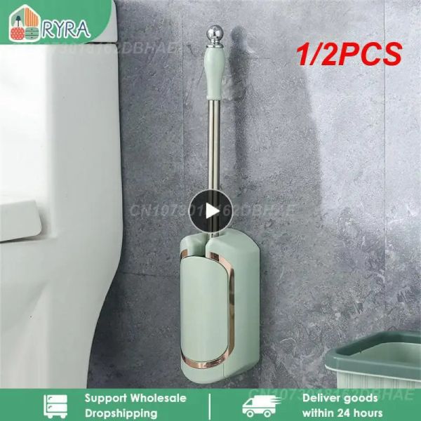 Fırçalar 1/2pcs Lüks Tuvalet Temiz Fırçası Tahliye Taban Duvarı Montajlı Uzun Saplı Temizlik Muteserleri Ev Banyo Tuvalet
